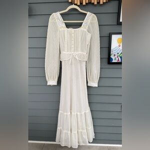 Vintage Joy T cottage core gunne sax style ruffle maxi prairie dress